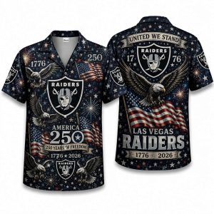 Las Vegas Raiders Midnight Eagle America 250 Hawaiian Shirt