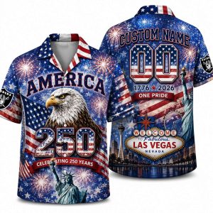 Las Vegas Raiders Personalized America 250 Hawaiian Shirt
