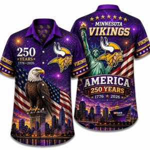 Minnesota Vikings Liberty Night America 250 Hawaiian Shirt Minnesota Vikings Liberty Night America 250 Hawaiian Shirt