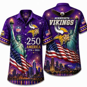 Minnesota Vikings Liberty Night America 250 Hawaiian Shirt