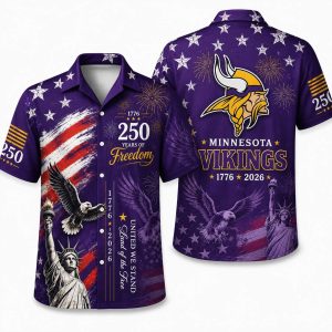 Minnesota Vikings Eagle & Liberty America 250 Hawaiian Shirt
