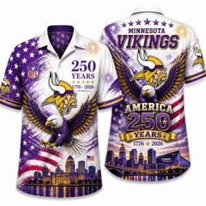Minnesota Vikings Eagle & Skyline America 250 Hawaiian Shirt