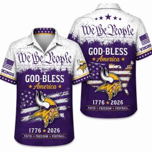 Minnesota Vikings God Bless America 250 Hawaiian Shirt