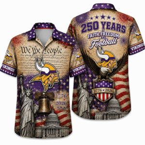 Minnesota Vikings Founding Heritage America 250 Hawaiian Shirt