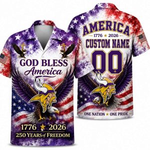 Minnesota Vikings Personalized Eagle America 250 Hawaiian Shirt