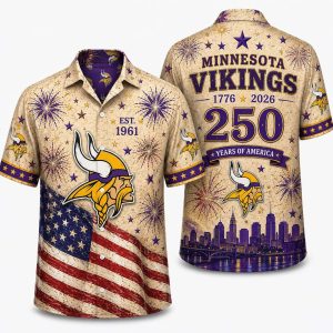 Minnesota Vikings Vintage Flag America 250 Hawaiian Shirt