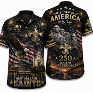 New Orleans Saints Eagle & Flag America 250 Hawaiian Shirt
