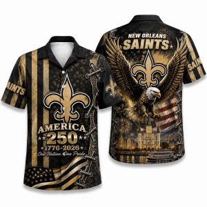 New Orleans Saints Eagle & Flag America 250 Hawaiian Shirt