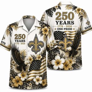 New Orleans Saints Tropical Eagle America 250 Hawaiian Shirt