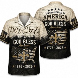 New Orleans Saints God Bless America Hawaiian Shirt