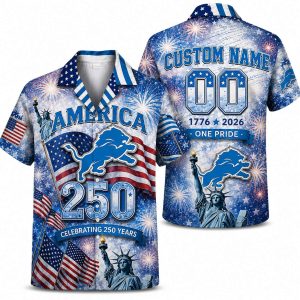 Detroit Lions Personalized Liberty 250 Hawaiian Shirt