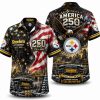 Pittsburgh Steelers Wave & Eagle America 250 Hawaiian Shirt