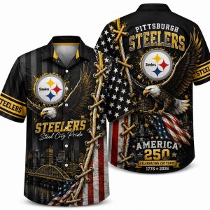 Pittsburgh Steelers Steel City America 250 Hawaiian Shirt