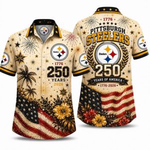 Pittsburgh Steelers Vintage Floral America 250 Hawaiian Shirt
