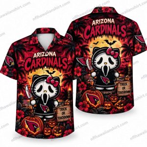 Arizona Cardinals Ghostface Hello Kitty Mashup Halloween Hawaiian Shirt