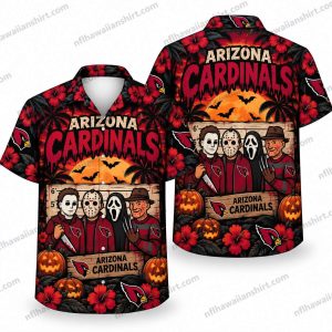 Arizona Cardinals Horror Icons Ensemble Halloween Hawaiian Shirt