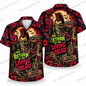 Arizona Cardinals Living Dead Football Ensemble Halloween Hawaiian Shirt