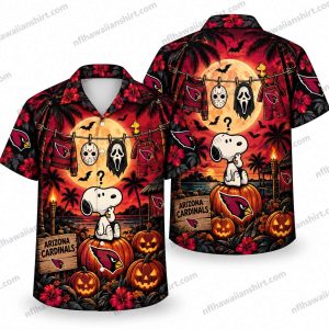 Arizona Cardinals Snoopy Mystery Masks Halloween Hawaiian Shirt