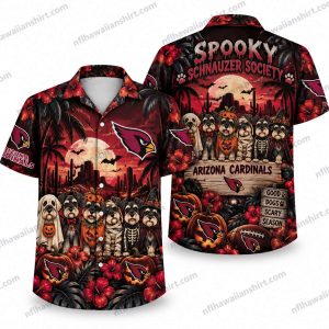 Arizona Cardinals Spooky Schnauzer Society Halloween Hawaiian Shirt