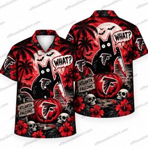 Atlanta Falcons Black Cat Halloween Reaction Hawaiian Shirt