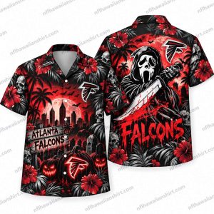 Atlanta Falcons Ghostface Knife Graveyard Halloween Hawaiian Shirt