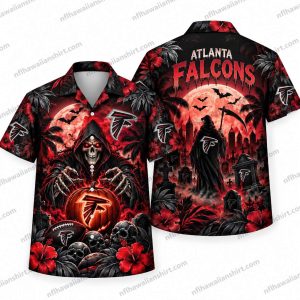 Atlanta Falcons Grim Reaper Falcon Orb Graveyard Halloween Hawaiian Shirt