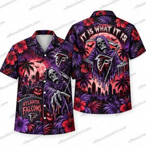 Atlanta Falcons Purple Reaper Statement Halloween Hawaiian Shirt
