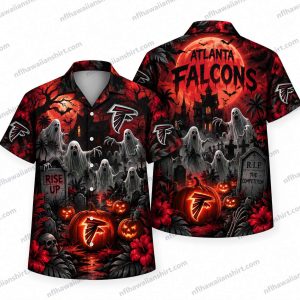Atlanta Falcons Sheet Ghost Graveyard Rise Up Halloween Hawaiian Shirt