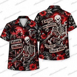 Atlanta Falcons Skeleton Fan Warmth Halloween Hawaiian Shirt