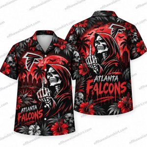 Atlanta Falcons Skeleton Reaper Silence Halloween Hawaiian Shirt