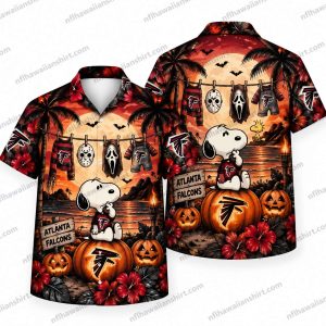 Atlanta Falcons Snoopy Mystery Masks Halloween Hawaiian Shirt