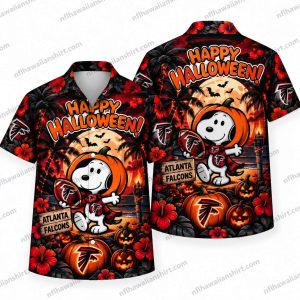 Atlanta Falcons Snoopy Pumpkin Costume Halloween Hawaiian Shirt
