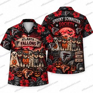 Atlanta Falcons Spooky Schnauzer Society Halloween Hawaiian Shirt