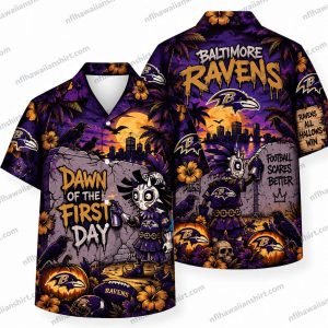 Baltimore Ravens Dawn of the First Day Halloween Hawaiian Shirt