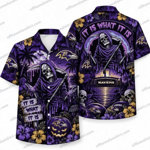 Baltimore Ravens Grim Reaper It Is What It Is Halloween Hawaiian Shirt