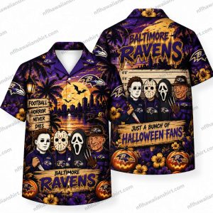 Baltimore Ravens Horror Fans Lineup Halloween Hawaiian Shirt