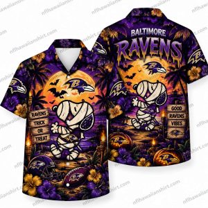 Baltimore Ravens Mummy Trick or Treat Halloween Hawaiian Shirt