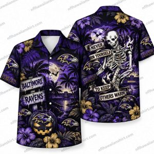 Baltimore Ravens Skeleton Fan Warmth Halloween Hawaiian Shirt