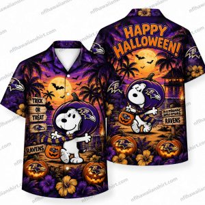 Baltimore Ravens Snoopy Happy Halloween Hawaiian Shirt