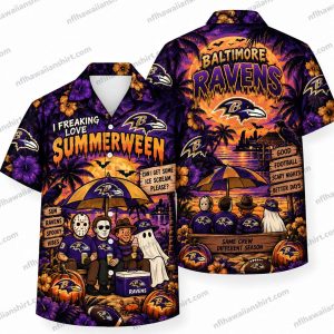 Baltimore Ravens Summerween Beach Fans Halloween Hawaiian Shirt