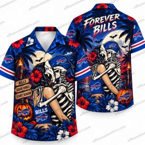 Buffalo Bills Forever Bills Skeleton Halloween Hawaiian Shirt