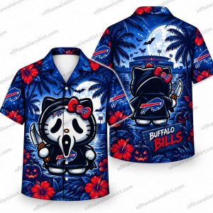 Buffalo Bills Ghostface Hello Kitty Mashup Halloween Hawaiian Shirt