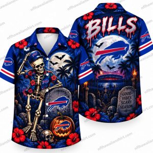 Buffalo Bills Graveyard Skeleton Bills Halloween Hawaiian Shirt