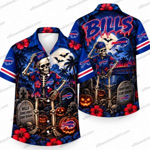 Buffalo Bills Graveyard Skeleton Monument Halloween Hawaiian Shirt