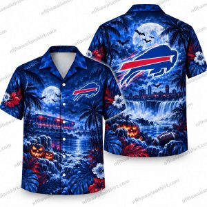 Buffalo Bills Haunted Stadium Moonlight Halloween Hawaiian Shirt
