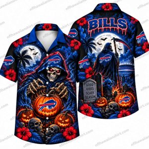 Buffalo Bills Hooded Pumpkin Graveyard Halloween Hawaiian Shirt