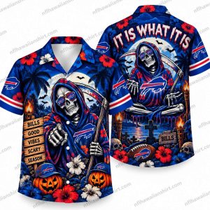 Buffalo Bills Hooded Reaper Halloween Hawaiian Shirt Buffalo Bills Hooded Reaper Halloween Hawaiian Shirt