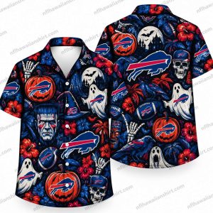 Buffalo Bills Horror Mask Team Repeat Halloween Hawaiian Shirt
