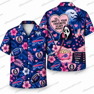 Buffalo Bills Pink Ghostface Repeat Halloween Hawaiian Shirt