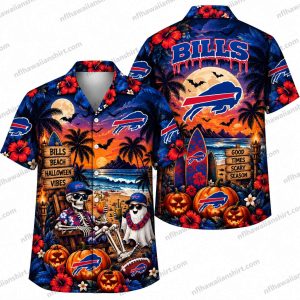 Buffalo Bills Pumpkin Tailgate Sunset Halloween Hawaiian Shirt